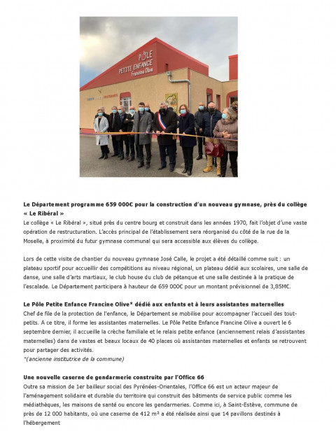 07 12 21 Le Département accompagne les projets de la commune de Saint Estève au plus près de la population un investissement de 5M Le Journal Catalan Page 2